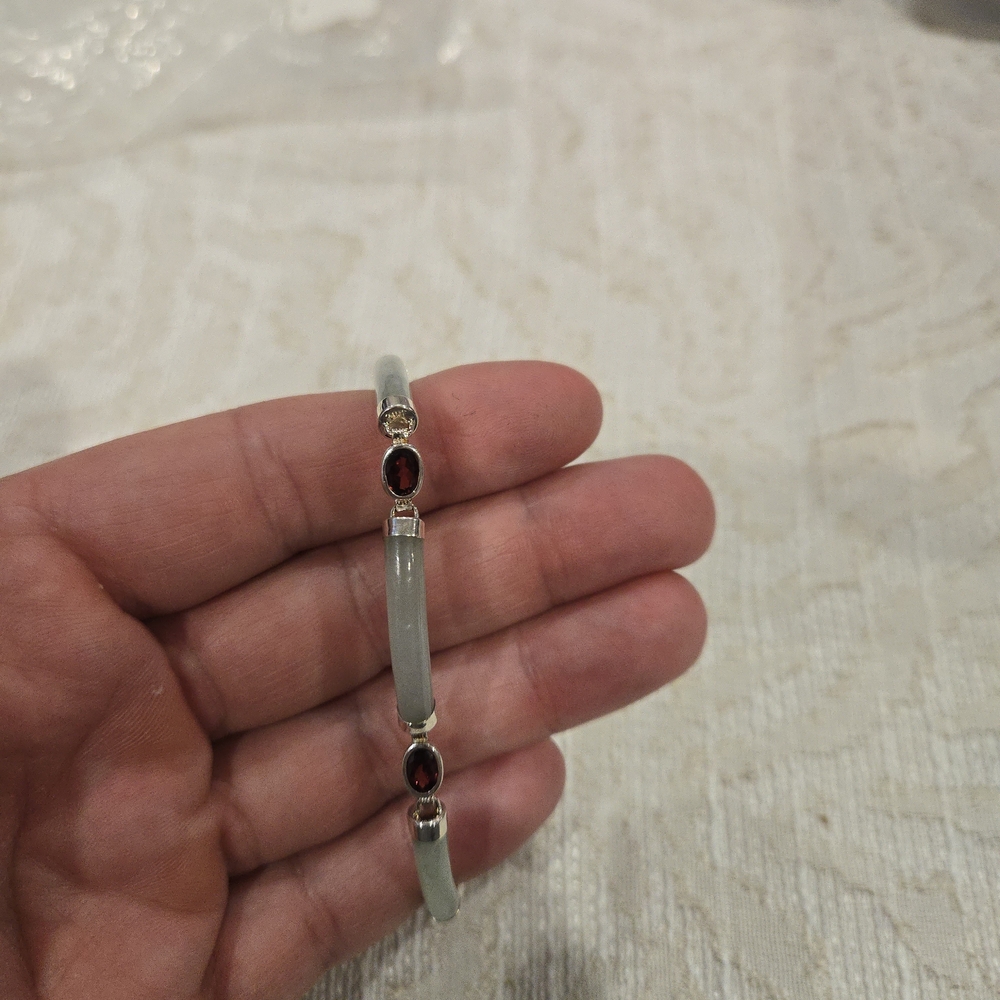 Elegant Silver and Red Women's Bracelet